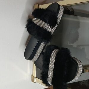 Black fury jeweled sandals size 7